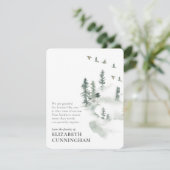 Memorial Simple Watercolor Greenery Pine Forest Dankeskarte (Stehend Vorderseite)