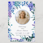 Memorial Soft Blue Floral Beerdigung Programm (Vorne/Hinten)