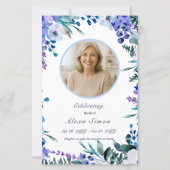 Memorial Soft Blue Floral Beerdigung Programm (Vorderseite)