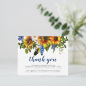 Memorial Sunflowers Funeral Thank You Card Dankeskarte (Stehend Vorderseite)