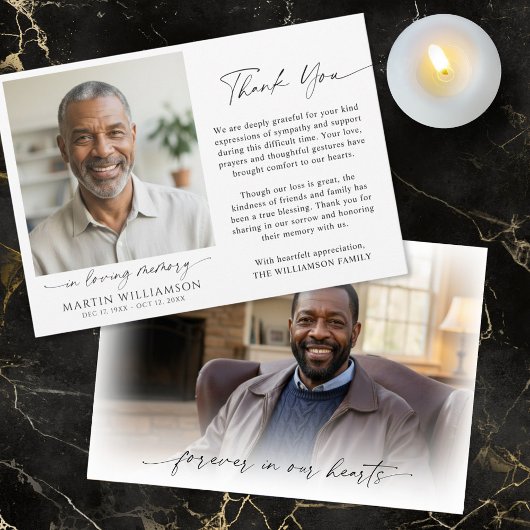 Memorial Thank You 2 Photo In Loving Memory Script Dankeskarte