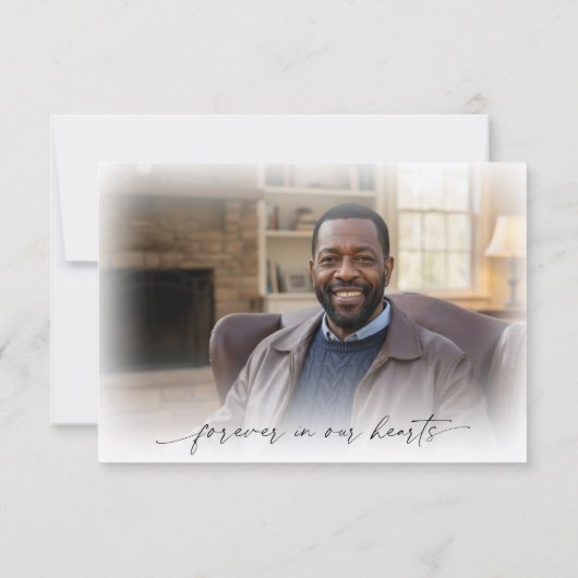 Memorial Thank You 2 Photo In Loving Memory Script Dankeskarte (Rückseite)