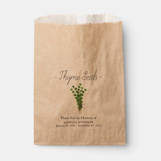 Memorial Thyme Seed Beerdigung Geschenktütchen (Vorderseite)