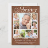 Memorial Tribute Foto Collage Leather Dankeskarte (Vorderseite)