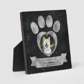 Memorial Tribute Imitate Black Marble Silver Paw Fotoplatte (Vorderseite)