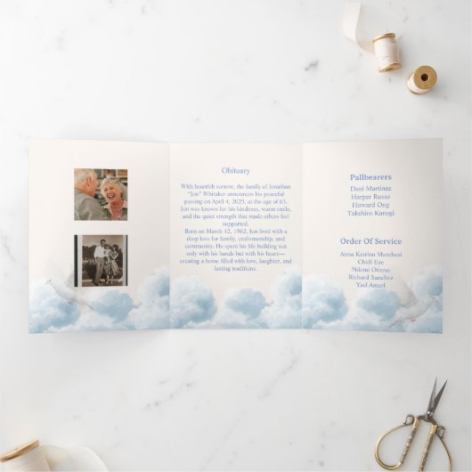 Memorial Trifold Funeral Template Dreifach Gefaltete Einladung (Innenseite)