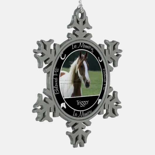 Memorial - Verlust von Pferden - Benutzerdefiniert Schneeflocken Zinn-Ornament (Links)