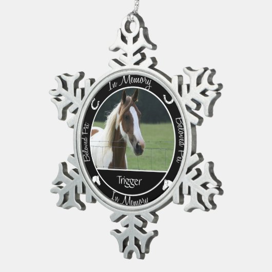 Memorial - Verlust von Pferden - Benutzerdefiniert Schneeflocken Zinn-Ornament (Rechts)