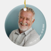 Memorial Vermisst You Kardinal Greenery Foto Keramik Ornament (Hinten)