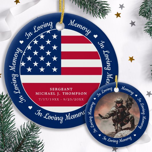 Memorial Veteran Foto USA Flag Keramik Ornament