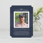 Memorial Vielen Dank Deep Blue Foto PERHAPS POEM Einladung (Stehend Vorderseite)