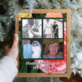 Memorial Vier Fotos von Loved One auf Rose Foto Poster