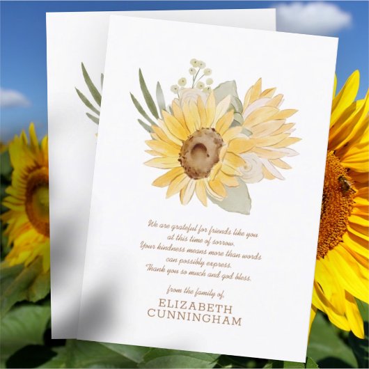 Memorial Wasserfarbe Sonnenblumen Foliage Botanica Dankeskarte