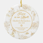 Memorial White Gold Foto Weihnachten Keramik Ornament (Hinten)