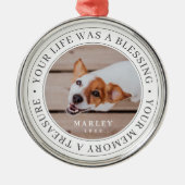 Memorial Your Life a Sessing Modernes Foto Ornament Aus Metall (Vorne)