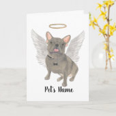 Memorial zum Beileid Blue Gray Frenchie Karte (Gelbe Blume)