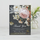 Memorial zum Beileid Schwarzer Flora Dankeschön-Ka Einladung (Stehend Vorderseite)