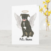 Memorial zum Beileid von Black Pitbull Staffy Karte (Gelbe Blume)