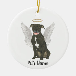 Memorial zum Beileid von Black Pitbull Staffy Keramik Ornament