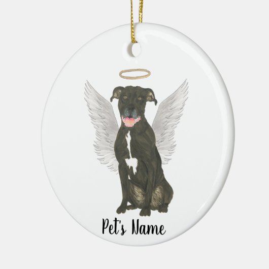 Memorial zum Beileid von Black Pitbull Staffy Keramik Ornament (Links)