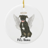 Memorial zum Beileid von Black Pitbull Staffy Keramik Ornament (Hinten)