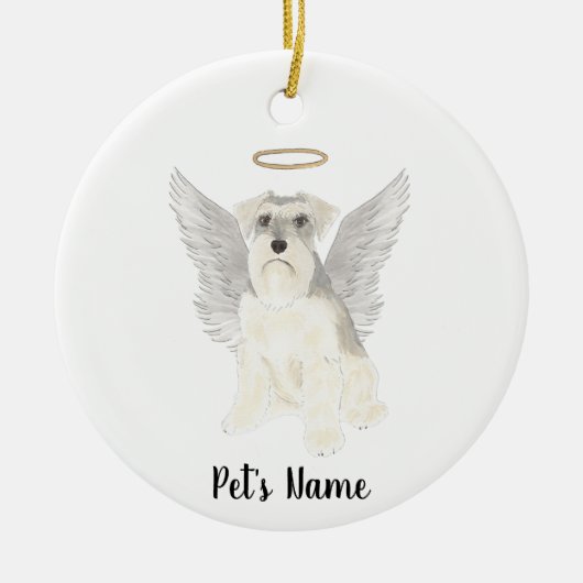 Memorial zum Beileid White Gray Schnauzer Keramik Ornament (Vorne)