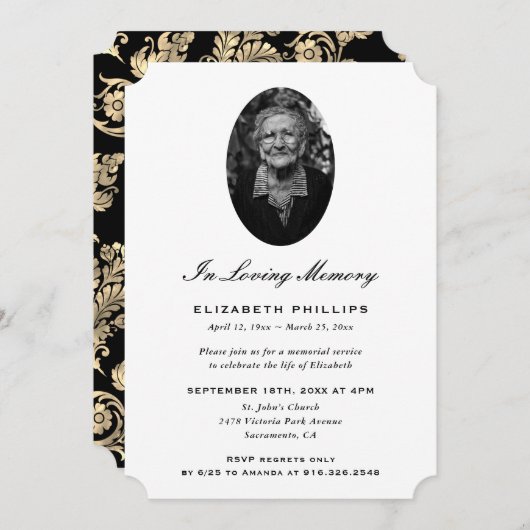 Memorial zum Black Gold Foto Einladung (Vorne/Hinten)