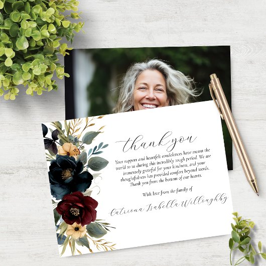 Memorial zum Foto der Burgundy Navy Dankeskarte