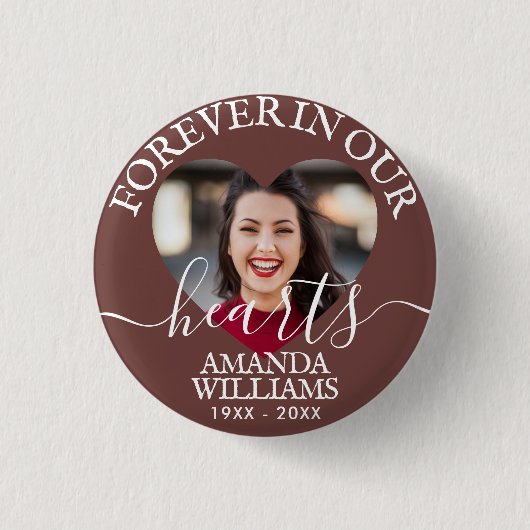 Memorial zum personalisiert Heart Foto Button (Vorderseite)