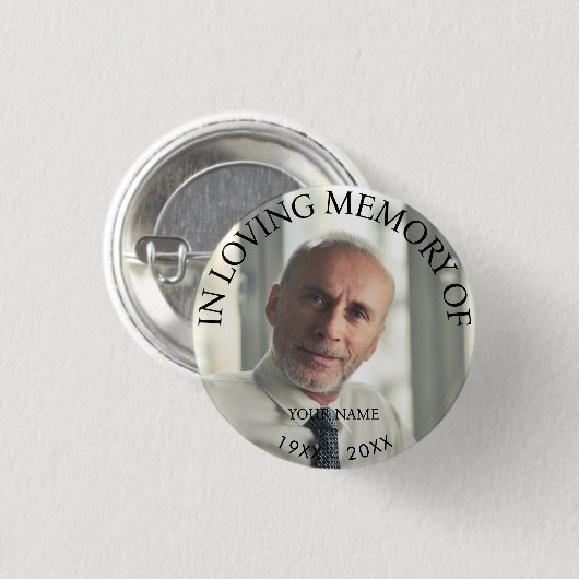 Memorial zum personalisierten Foto Button (Vorne & Hinten)