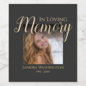 Memorial zum personalisierten Foto Weinetikett (Einzelnes Label)