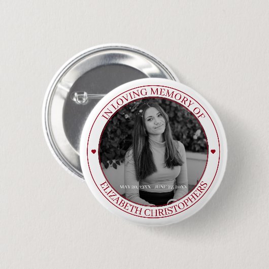 Memorial zum Thema Erinnerungsherz - Benutzerdefin Button (Vorne & Hinten)