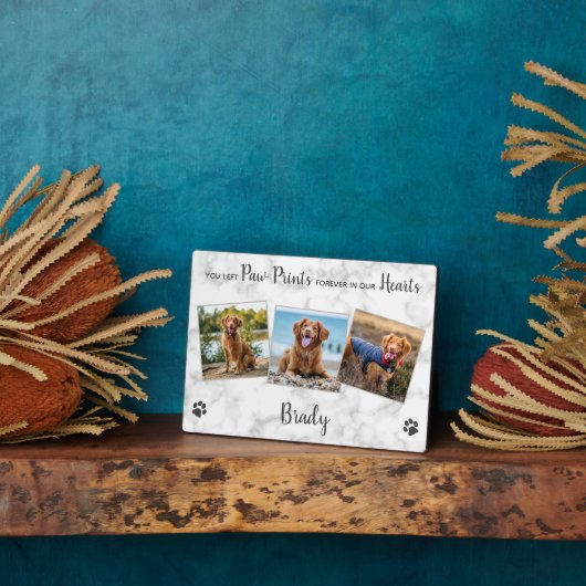 Memorial zum Thema personalisierte Paw Prints Hear Fotoplatte (Seite)