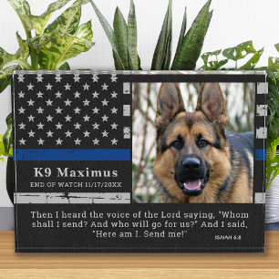 Memorial zum Thema "Thin Blue Line Officer K9 Poli Fotoblock