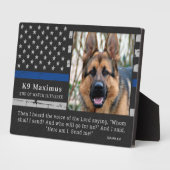 Memorial zum Thema "Thin Blue Line Officer K9 Poli Fotoplatte (Seite)