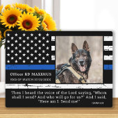 Memorial zum Thema "Thin Blue Line Officer K9 Poli Fotoplatte