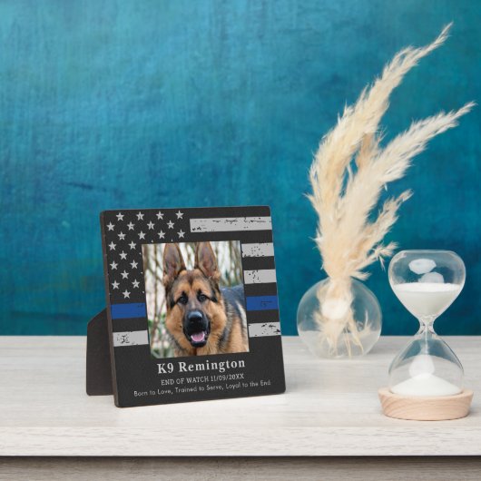 Memorial zum Thema "Thin Blue Line Officer K9 Poli Fotoplatte (InSitu)