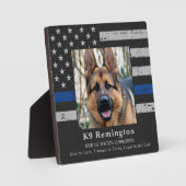 Memorial zum Thema "Thin Blue Line Officer K9 Poli Fotoplatte (Vorderseite)