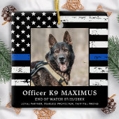 Memorial zum Thema "Thin Blue Line Officer K9 Poli Keramikornament