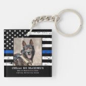 Memorial zum Thema "Thin Blue Line Officer K9 Poli Schlüsselanhänger (Rückseite)