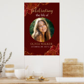 Memorial zur Beerdigung von Burgund & Gold Foto Poster (Küche)