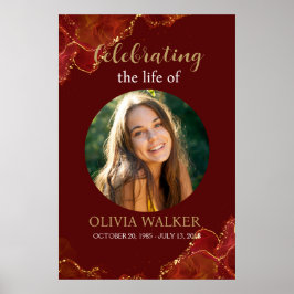 Memorial zur Beerdigung von Burgund & Gold Foto Poster