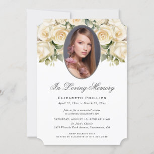 Memorial zur Erinnerung an die Ivory-Rose in Love Einladung