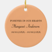 Memorial zur Rose Peach Keramik Ornament (Hinten)