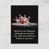 MemorialKeepsake for Bowling Bowler Visitenkarte (Rückseite)