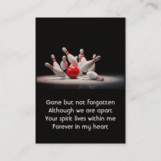 MemorialKeepsake for Bowling Bowler Visitenkarte (Rückseite)