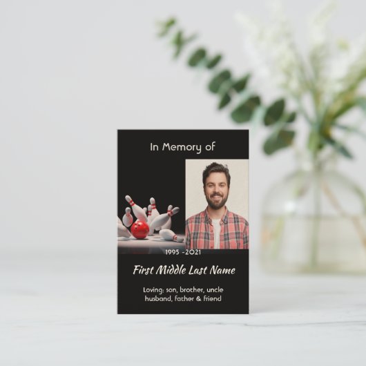 MemorialKeepsake for Bowling Bowler Visitenkarte (Stehend Vorderseite)