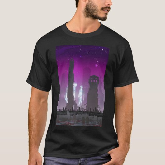 Memorials - Cyberpunk Future Ghost Town T-Shirt (Vorderseite)