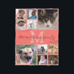 Memories Coral Monogram 10 Photo Collage Fleecedecke<br><div class="desc">This designer photo blanket in trendy coral pink is easy to personalize with your monogram, optional name and a 10 photo collage of your treasured pictures. Perfect for your best social media or family pics, the ten square photo templates are easy to swap out with your pictures, five at the...</div>