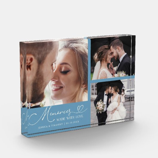 Memories Made with Love Denim Blue Wedding Fotoblock (Links)